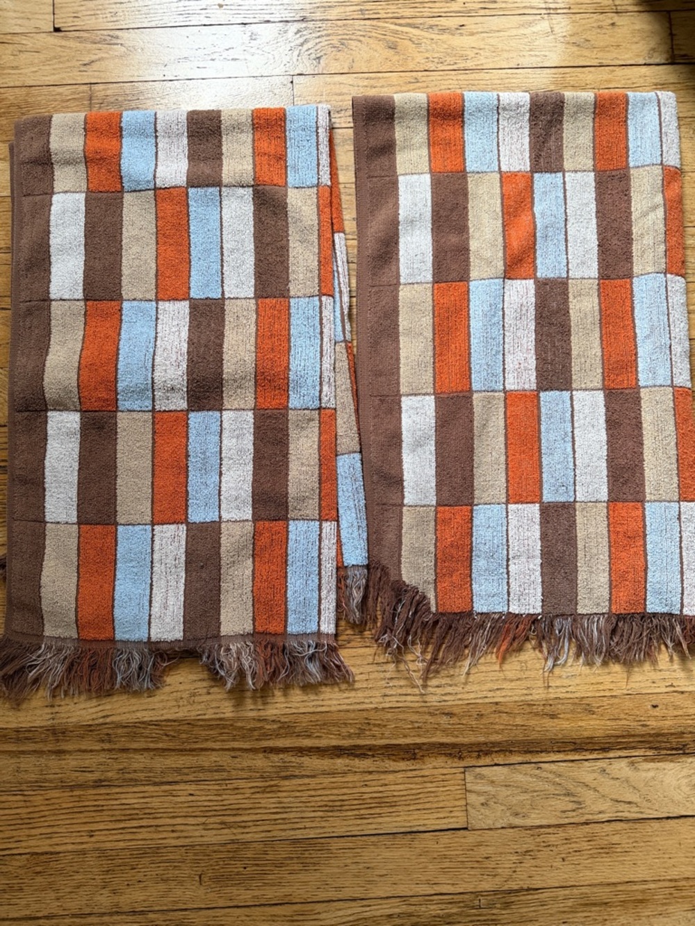 Vintage Color Block Hand Towels